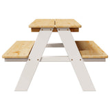 Children's Table with Benches IRUN White 90x79.5x50cm Solid Wood 42000164