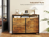 Shoe Storage Cabinet with 4 Flip Drawers and Open Shelf - Rustic Brown T3398P377993