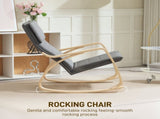 Comfortable Relax Rocking Chair, Upholstered Lounge Chair Recliner with High Back and Headrest for T3398P424865