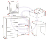 ZNTS Nevada 4 Drawer Dressing Table Set 100-105-021