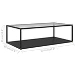 ZNTS Coffee Table Transparent and Black 120x60x35 cm Tempered Glass 322906