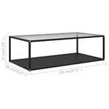 ZNTS Coffee Table Transparent and Black 120x60x35 cm Tempered Glass 322906