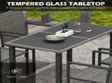 Outdoor Dining Set 5 Pieces Patio Conservatory with Tempered Glass Tabletop,4 Dining Chairs - Grey T3398P325285