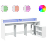 ZNTS Desk with LED Lights White 200x104x91 cm Engineered Wood 3309465