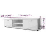 243043 TV Cabinet High-Gloss White 140x40,5x35 cm