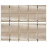 Room Divider 5 Panels Beige Poly Rattan 365399