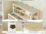 Wooden Hamster Cage with Hut, Wheel, Ramps, Removable Viewing Panels, 100 x 50 x 84 cm, Natural Wood T3398P553398