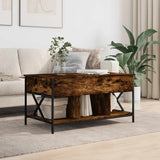 Coffee Table Smoked Oak 100x55x50 cm Engineered Wood and Metal 845338
