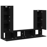 TV Cabinet Set 6 pcs Black Oak Engineered Wood 3333060