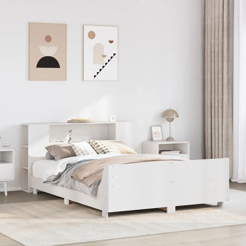 ZNTS Bed Frame without Mattress White 160x200 cm Solid Wood Pine 3323645