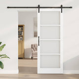 Sliding Door ORKDAL White 83 x 211 cm Solid Pine Wood and Glass 3331972