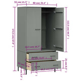Wardrobe with Metal Legs Grey 90x55x172.5 cm Solid Wood OSLO 350989