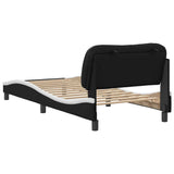 Bed Frame without Mattress "Hvar" Black and White 90x190 cm Single Faux Leather 3208049