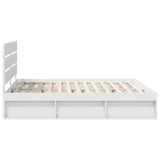 Bed Frame with Headboard White 200 x 200 cm Solid Pine Wood 3411704