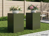 Plant Stand 2 pcs Olive Green 40 x 40 x 80 cm Steel 8012551
