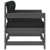 Garden Chairs with Cushions 2 pcs Grey Solid Wood Pine 825564