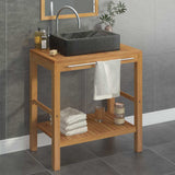 Bathroom Vanity Cabinet Solid Teak with Sink Marble Black 3058159