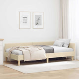 Corner Bed Frame with Headboard Cream 90 x 200 cm Fabric 42016123
