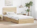 Bed Frame with Headboard Sonoma Oak 90 x 190 cm Engineered Wood 3412839