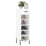 Shoe Cabinet High Gloss White 30x35x105 cm Engineered Wood 829686