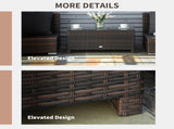 PE Rattan Garden Coffee Table with Glass Table Top - Brown T3398P314696