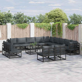 Garden Sofa Set with Cushion 13 pcs Black Aluminium 3378930