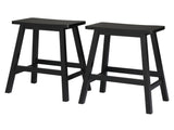 2pcs Pine Wood Saddle Seat Bar Stool Black 02885739