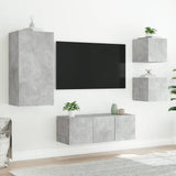 5 Piece TV Wall Units with LED Concrete Grey Engineered Wood 3216828