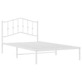 Bed Frame White Powder-Coated Steel Single Bed Frame 373833