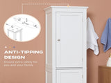 Tall Bathroom Storage Unit, Slim Bathroom Cabinet with Adjustable Shelves and Double Door, White T3398P378067