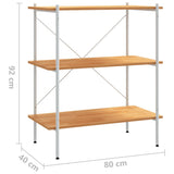 3-Tier Shelving Unit White and Oak 80x40x92 cm 336342