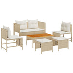 Garden Sofa Set 6 pcs Beige and cream Poly Rattan 4104703