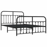 Metal Bed Frame without Mattress with Footboard Black 140x190cm 352596