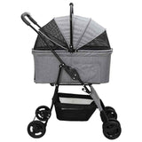 Folding Pet Stroller Adjustable Grey 81 x 47 x 99 cm Polyester 42012436