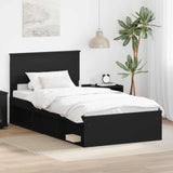 Bed Frame with Headboard Black 100 x 200 cm Solid Pine Wood 3410637