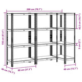 4-Layer Storage Shelves 3 pcs Anthracite Steel&Engineered Wood 3307582