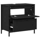Bathroom Basin Cabinet with Drawers Black Oak 60x34.5x60 cm 861882