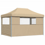 Foldable Party Tent Pop-Up with 3 Sidewalls Beige 4005015