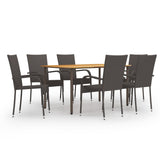 Dining Set Brown Solid Acacia wood Large Dining Set Rectangular 3072494