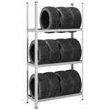 3-Layer Tyre Shelf Silver 110x40x200 cm Steel 4016970