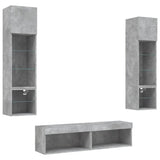 6 Piece TV Wall Units with LED Concrete Grey Engineered Wood 3216625