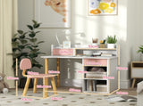 2 Pieces Children Study Table with Hutch, Kids Desk and Chair Set with Storage, Drawer, Shelves, T3398P379031