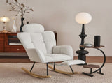 Teddy Fabric Tufted Upholstered Rocking Chair Padded Seat with Headrest and Foldable footrest For W1397P232247