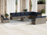 11 Piece Garden Sofa Set with Cushions Grey Poly Rattan 3217811