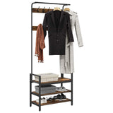 Coat Rack Smoked Oak 75 x 34 x 184 cm Engineered wood 879955