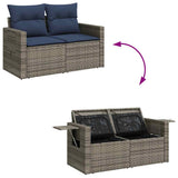 8 Piece Garden Sofa Set with Cushions Grey Poly Rattan Acacia 3326522