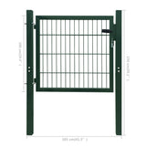 Fence Gate Steel Green 100x100 cm 142028