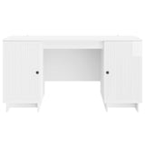Desk High Gloss White Engineered Wood 142.5 x 50 x 75 cm 3414571