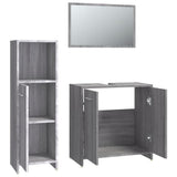 3 Piece Bathroom Furniture Set Grey Sonoma Engineered Wood 3154407
