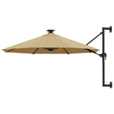 Wall-mounted Garden Parasol with LEDs 300 cm Taupe 312525